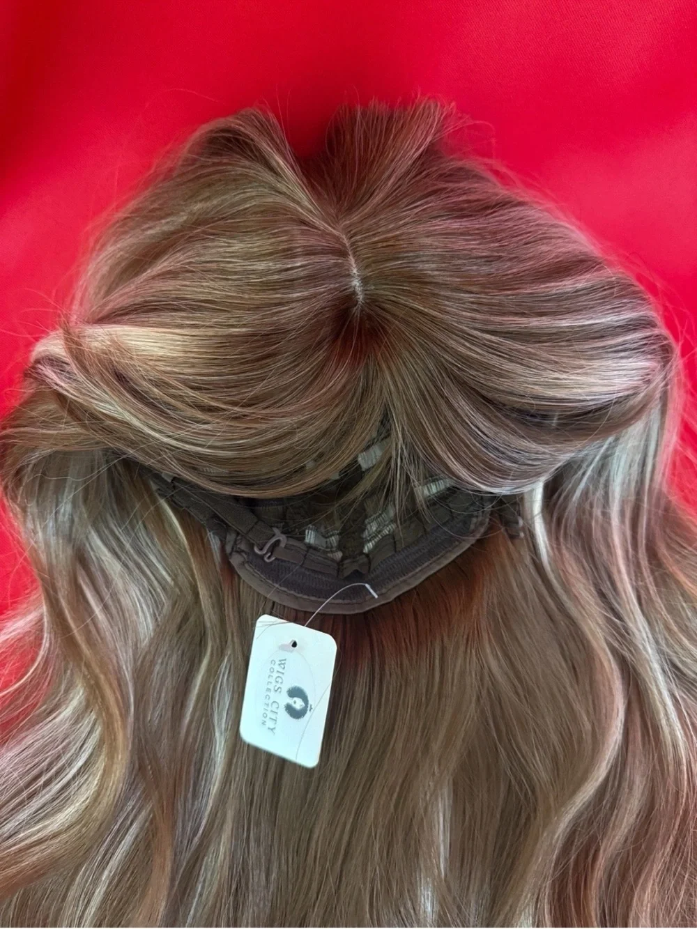 31” Human Hair Blend❤️ Highlights Blonde Brown Women Wig Bangs Heat Resistant